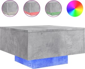vidaXL Măsuță de cafea cu lumini LED, gri beton, 55x55x31 cm