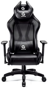 RESIGILAT- Scaun gaming, ergonomic, masaj pernă lombară, brațe reglabile 2D, piele PU, roți silențioase, rezistent 150 KG, Negru