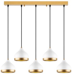 Lustră pe cablu YILDO 5xE27/40W/230V alb/auriu