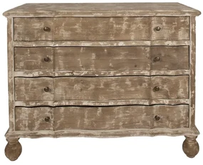 Comoda bej, din lemn masiv, aspect vintage, 4 sertare, Montauban