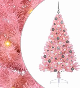 vidaXL Pom de Crăciun artificial pre-iluminat Roz 180 cm PVC