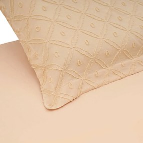 Lenjerie de pat dubla King Size cu broderie Tuffata, Heinner Home, 220x240 cm, microfibra 100 GSM, crem