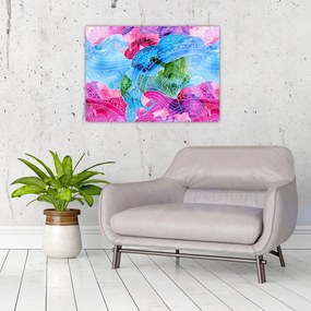 Tablou pe sticlă - Valuri colorate (70x50 cm)