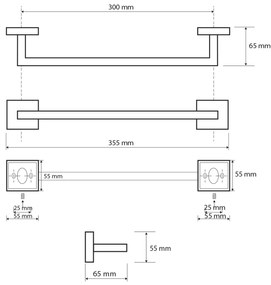 SAPHO XQ401 X-Square suport pentru prosoape 35 cm,argintiu