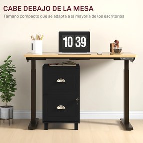 HOMCOM Archivator cu Încuietoare și 2 Sertare, Bare Ajustabile pentru Dosare A4 și Letter, Design Compact 40x41,5x67,5 cm Negru | Aosom Romania