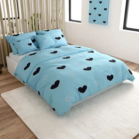 Lenjerie de pat din bumbac albastru CORAZON Dimensiune lenjerie de pat: 70 x 90 cm | 140 x 200 cm
