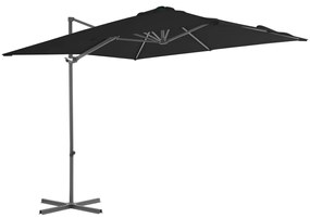 Umbrela in consola cu stalp din otel, negru, 250x250 cm Negru, 250 x 250 cm