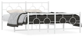 376295 vidaXL Cadru de pat metalic cu tăblie, alb, 150x200 cm
