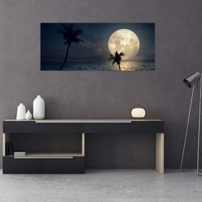 Tablou - Plajă cu lună plină (120x50 cm)
