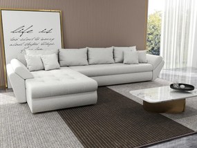 Colțar extensibil dumonde cu ladă de depozitare si sezut confortabil din spuma high-density, Loana XL Euphoria Ivory 335x185 cm