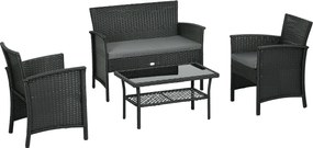 Outsunny Set de Mobila de Gradina din Ratan PE cu Canapea | Aosom Romania