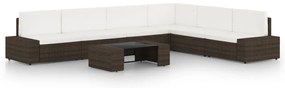 vidaXL Set mobilier de grădină cu perne, 7 piese, maro, poliratan