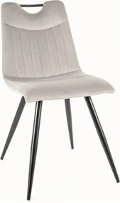 Scaun ORFE, gri deschis/negru, stofa catifelata /metal, 45x40x86 cm