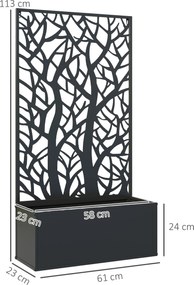 Outsunny Jardinieră cu spalier, ghiveci pentru plante cățărătoare, legume, flori din metal 61 x 23 x 113 cm negru | Aosom Romania