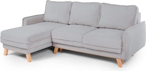 Colțar gri deschis extensibil/cu spațiu de depozitare cu tapițerie din catifea reiată Tori – Bonami Selection