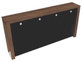 Dulap mediu pentru haine Verno+ S 260 x 46 x 130 cm, uși de sticlă, nuc / negru