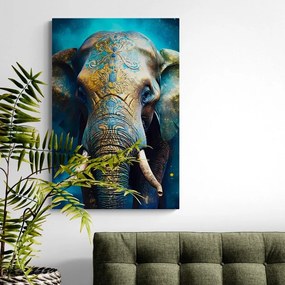 Tablou elefant albastru-auriu
