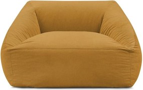 Fotoliu bean bag galben cu tapițerie din catifea reiată Lilibet – Bobochic Paris