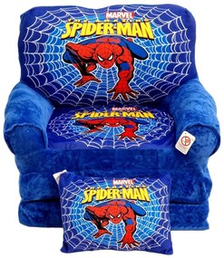 Fotoliu din plus extensibil in 3 pliuri, Spider-Man, 120 cm, Albastru - FPE-32