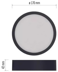 Plafonieră LED/12,5W/230V 3000/3500/4000K d. 17 cm negru