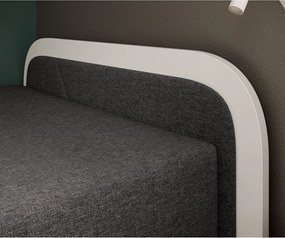 Pat alb/gri închis tapițat/din placă aglomerată de lemn cu spațiu de depozitare cu saltea 80x190 cm Parys – ELTAP