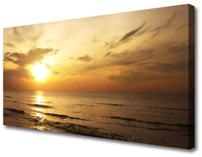 Tablou pe panza canvas Marea Peisaj Galben Gri