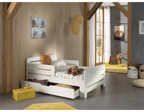 Pat pentru copii alb reglabil din lemn de pin cu spațiu de depozitare cu saltea/cu somieră Jumper – Vipack