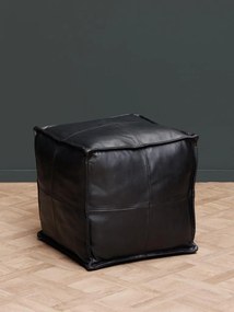 Puf negru, din piele naturala, Marceau