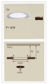 Corp de iluminat încastrat pentru baie Paulmann 92075 LED/18W IP44 QUALITY LINE 230V IP44
