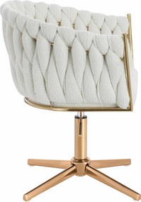 HR750CROSS Scaun Crem Boucle cu Bază Aurie