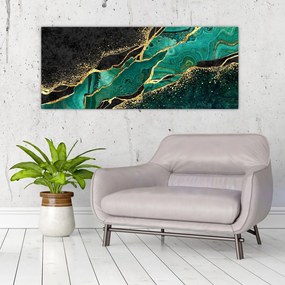 Tablou - Marmorat, petrol-auriu (120x50 cm)