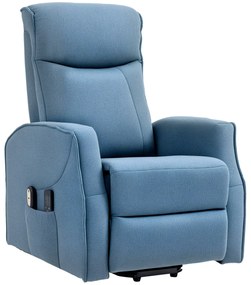 HOMCOM Fotoliu Recliner cu 8 Puncte de Masaj, Rabatabil la 135° cu Suport pentru Picioare, 74,5x87,5x110 cm, Albastru | Aosom Romania