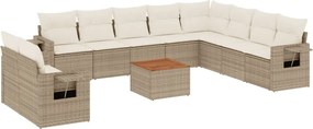 vidaXL Set canapele de grădină cu perne, 11 piese, bej, poliratan