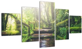 Tablou - trepte din lemn în pădure (125x70 cm), în 40 de alte dimensiuni noi