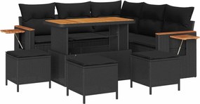 vidaXL Set de canapele pentru grădină cu pernă 10 pcs Negru poliratan