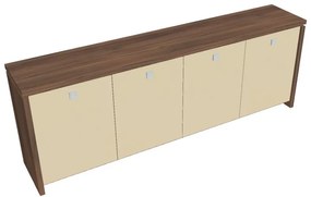 Dulap mic Verno 248 x 46 x 90 cm, uși de sticlă, nuc / vanilie
