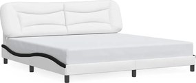 vidaXL Cadru de pat fără saltea Hvar alb și negru 200x200cm piele artificială
