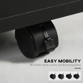 HOMCOM Dulap Mobil cu 4 Roți (2 cu Frână), Raft și 2 Sertare pentru Documente, PAL și Metal, 40x35x60 cm, Negru | Aosom Romania