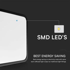 LED Plafonieră baie 24W 230V IP44 3000K 29x29 cm negru