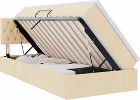 vidaXL Pat cu saltea și LED cu saltea Creme 90 x 190 cm țesătură