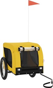 vidaXL Remorcă bicicletă animale companie, galben/negru, oxford/fier