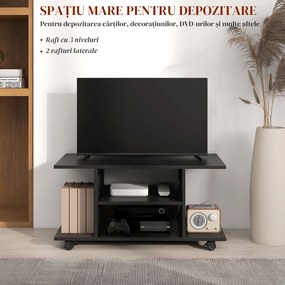 Mobilier Pentru Tv in Lemn cu Roti HOMCOM, Negru,40x40x80cm| Aosom RO | Aosom Romania