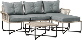 Outsunny Set de Mobilier de Terasa din 5 Piese cu Canapea | Aosom Romania