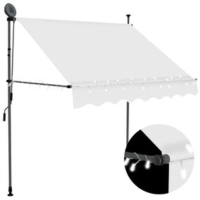 vidaXL Copertină retractabilă manual cu LED, crem, 200 cm