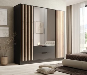 Dulap cu oglinzi, Neri, ADRK Furniture (Latime: 150 cm, Culoare: Grafit / Grafit)
