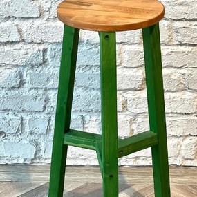 Scaun bar din lemn culoare nuc si verde, Vinita, 70 cm