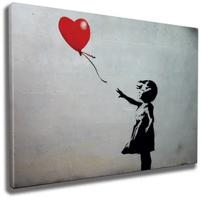 Tablou decorativ Wallxpert 966BRS1111, Fata cu balonul de Banksy, 50x70 cm, Multicolor