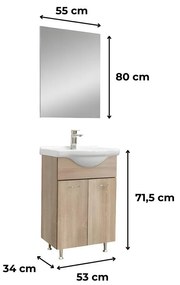 Ruben Prime 55 mobilier de baie complet Sonoma Oak