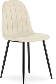 Scaun de dining PADVA VELVET cu picioare negre, bej deschis
