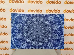 Tablou Mandala ornamentală cu dantelă în culoarea albastră